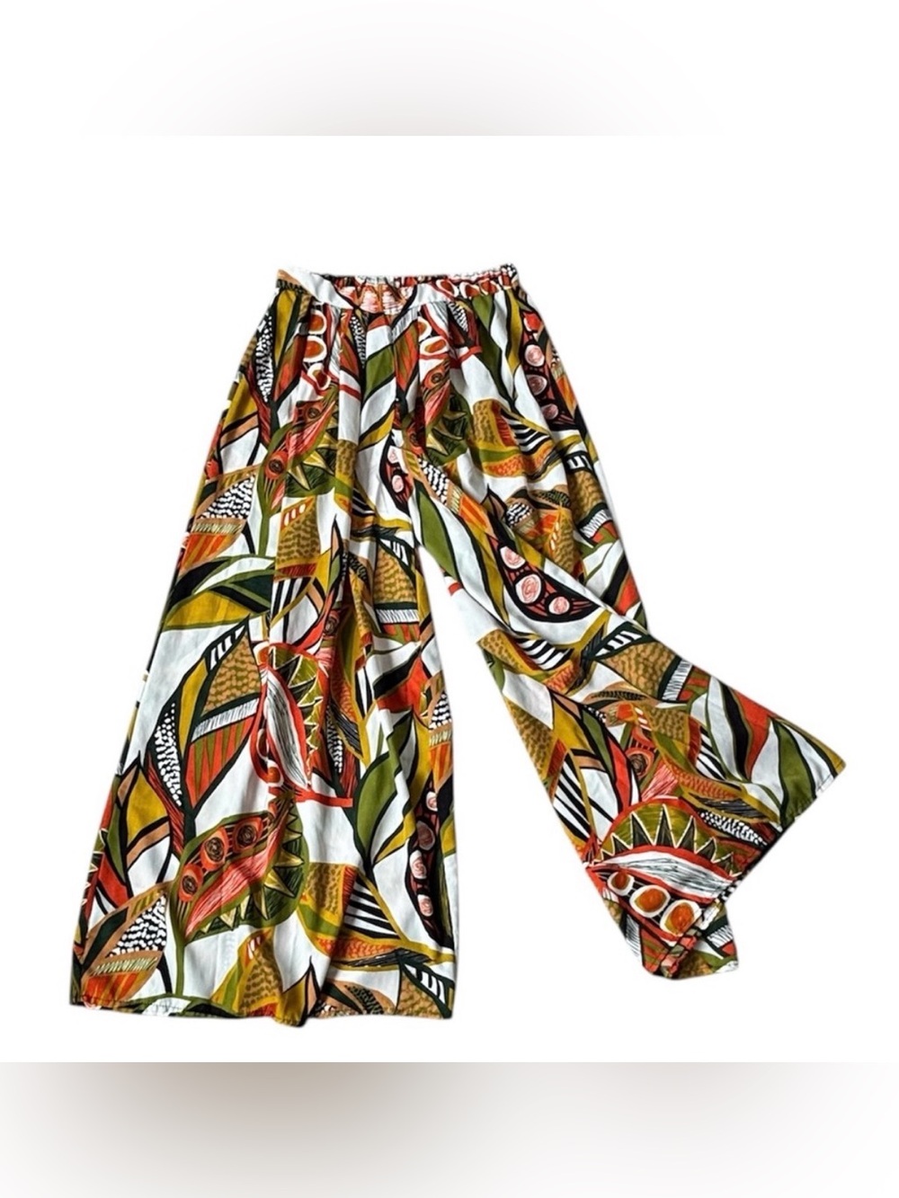 Live 4 Truth Tropical Print Wide-Leg Pants in Olive, Orange & White